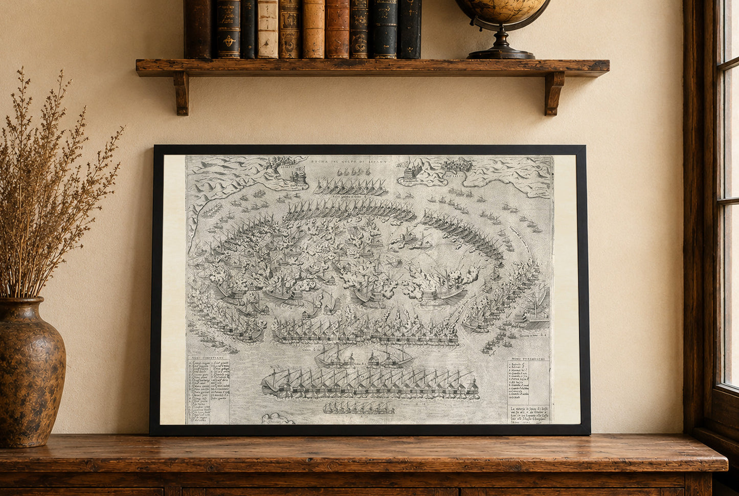 Cartel del Mapa de Lepanto 1572 - Plano Histórico de la Batalla Naval de la Santa Liga contra la Flota Otomana
