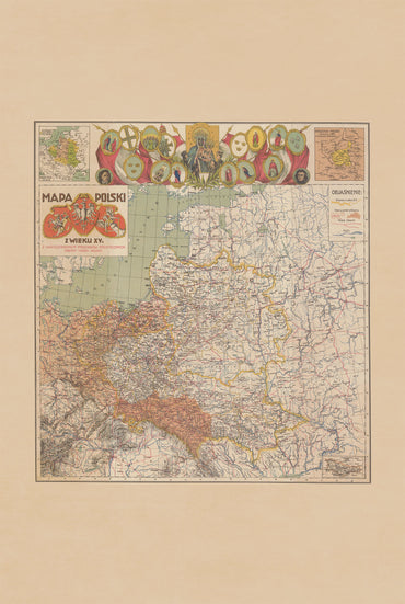 Póster del mapa de Polonia del siglo XV - Arte de pared vintage de la Mancomunidad Polaco-Lituana