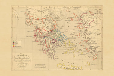 Starożytna Grecja i Azja Mniejsza 1190 p.n.e. - Houze 1844 - Historyczny Plakat z Mapą