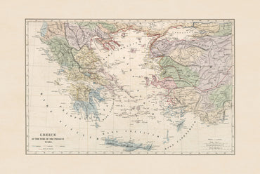 La Grecia durante le guerre persiane 1872 - Poster della mappa storica
