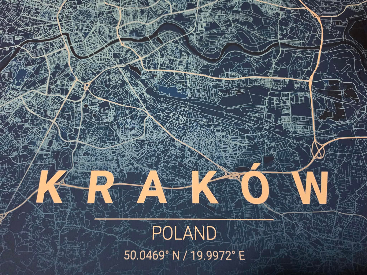 Mappa Blueprint di Cracovia - Arte da parete moderna delle strade della città