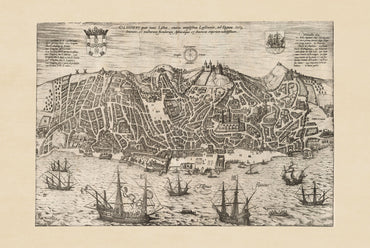 Poster Mappa della Città di Lisbona (1600) - Arte Vintage Incisione di Olissipo