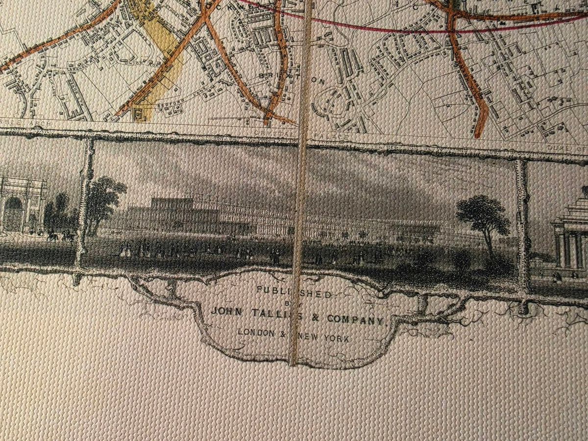 Londra 1851 - Mappa illustrata con i principali monumenti