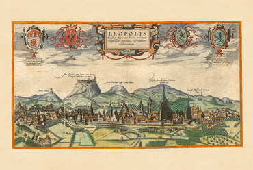 Poster Mappa della Città di Lviv (1618) - Incisione Vintage di Leopoli Arte Murale