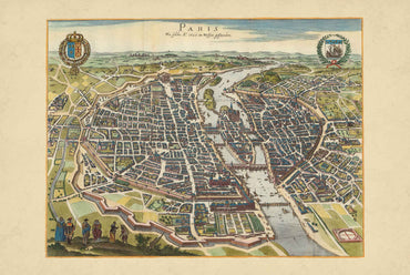 Paris 1620 - by Caspar Merian - Historical Bird’s-Eye City View Poster