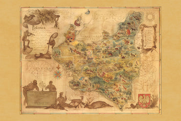 Impresión del Mapa de Polonia 1938 - Mapa Pictórico ‘Poloniae’ por Tadeusz Lipski & Eliasz Kanarek | Arte de Pared Vintage de la Feria Mundial
