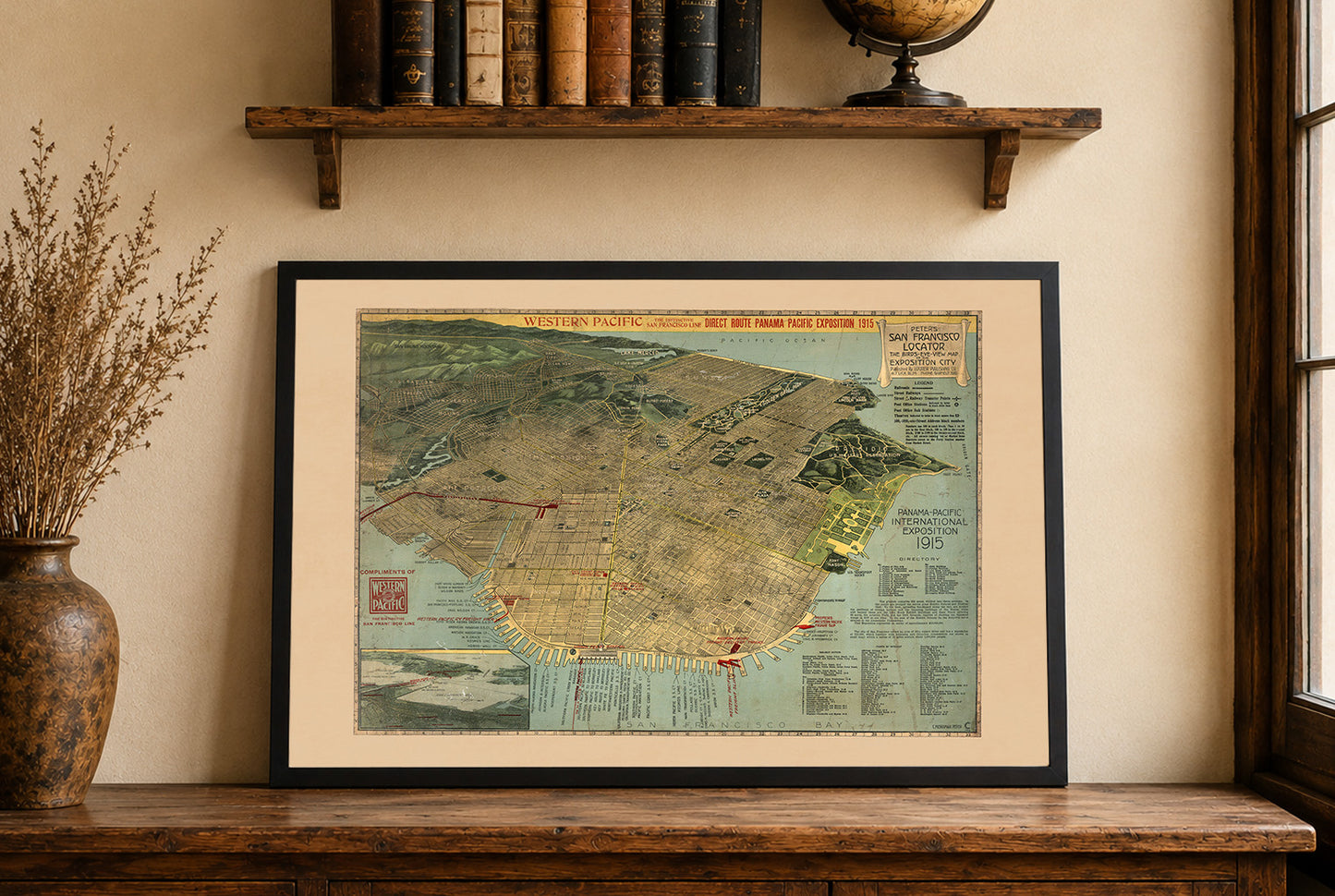 Poster Mappa della Città dell'Esposizione di San Francisco (1915) - Arte Vintage Vista dall'Alto