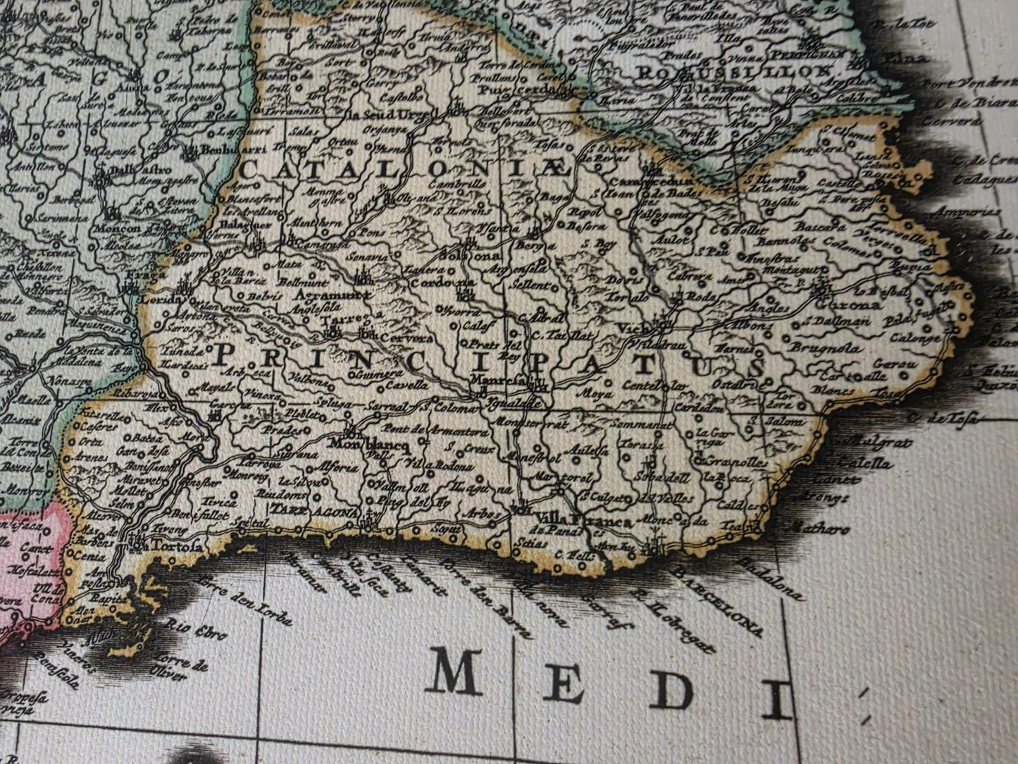 Mappa vintage di Iberia 1740 - Arte da parete storica di Spagna e Portogallo
