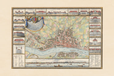 Varsovia 1772 - Mapa histórico de la capital polaca con palacios principales