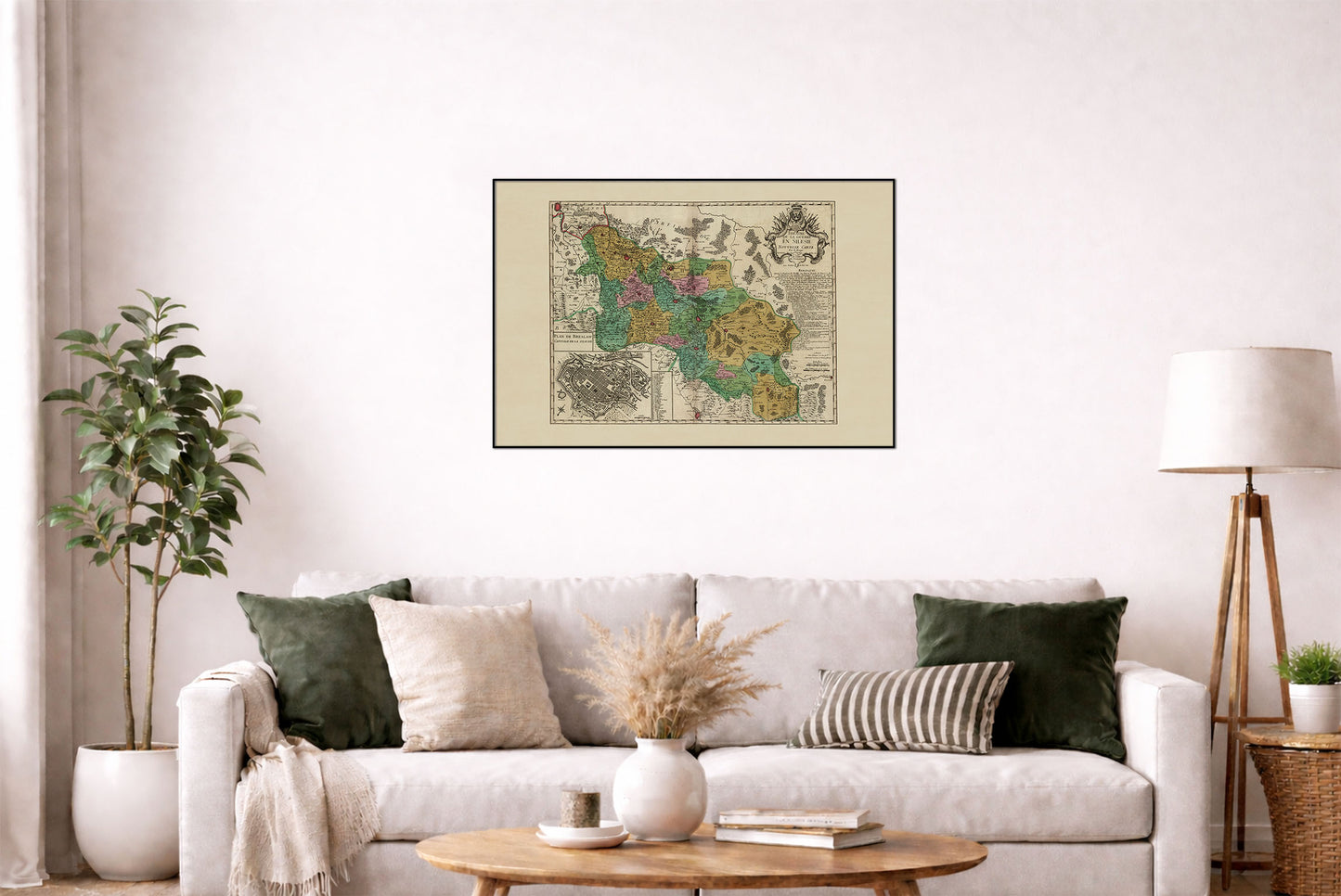 Plakat z Mapą Wojenną Śląska I Wojna Śląska, 1741 | Georges-Louis Le Rouge