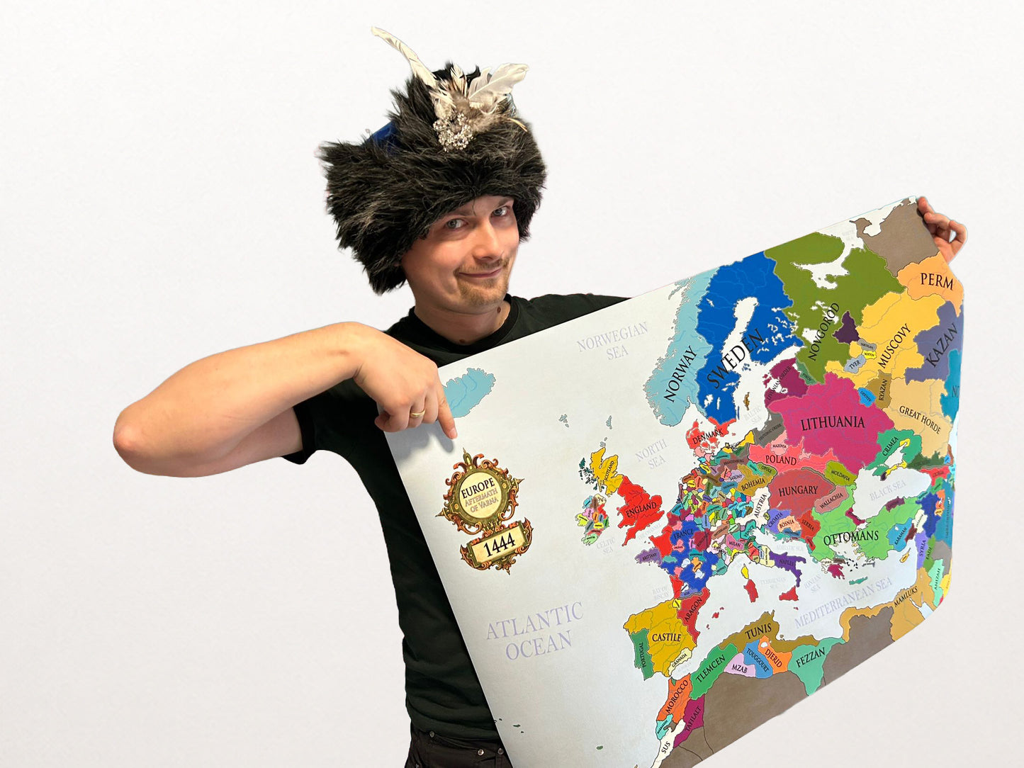 Stampa Mappa Europa 1444 - Mappa Politica Medievale Post-Varna