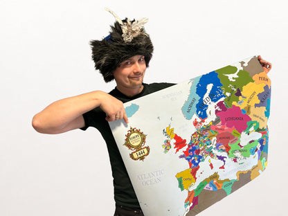 Stampa Mappa Europa 1444 - Mappa Politica Medievale Post-Varna