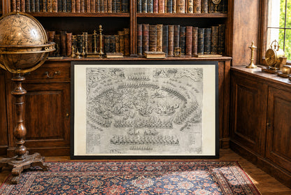 Cartel del Mapa de Lepanto 1572 - Plano Histórico de la Batalla Naval de la Santa Liga contra la Flota Otomana