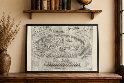Cartel del Mapa de Lepanto 1572 - Plano Histórico de la Batalla Naval de la Santa Liga contra la Flota Otomana