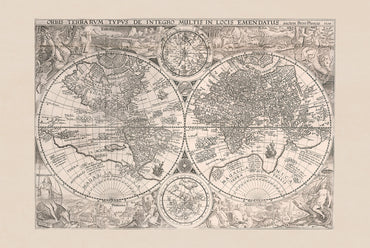 1594 World Map “Orbis Terrarum Typus” - Decorative Double Hemisphere Print