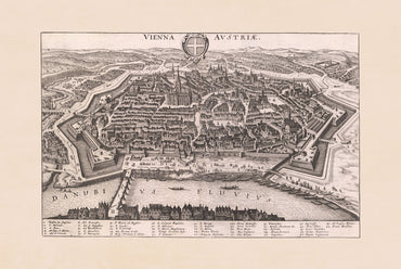 1649 Wien Karte Druck von Matthäus Merian - Vintage Österreich Stadtgravur Wandkunst