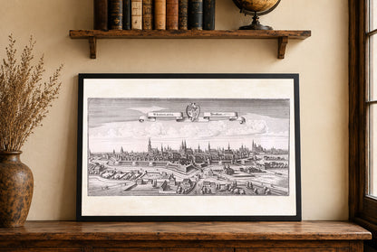 Affiche Carte de Wroclaw 1650 - Plan de la ville de Breslau avec fortifications et clochers d'églises