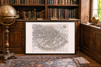 Carte de Hambourg de 1653 - Vue à vol d'oiseau de la ville fortifiée du XVIIe siècle