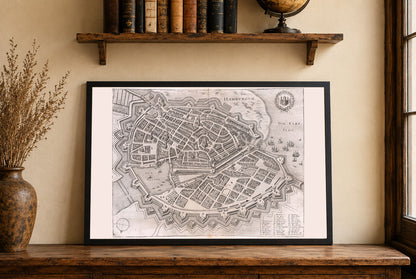 Carte de Hambourg de 1653 - Vue à vol d'oiseau de la ville fortifiée du XVIIe siècle
