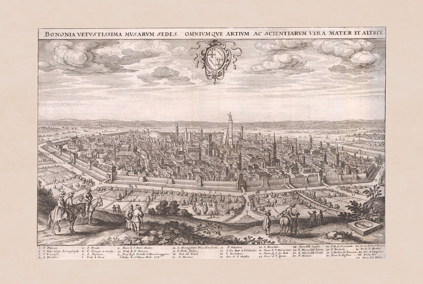 1688 Bologna - Historische Stadtmauerkarte
