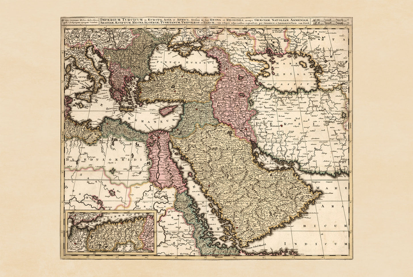 1740 Osmanisches Reich - Historische Wandkarte des 18. Jahrhunderts