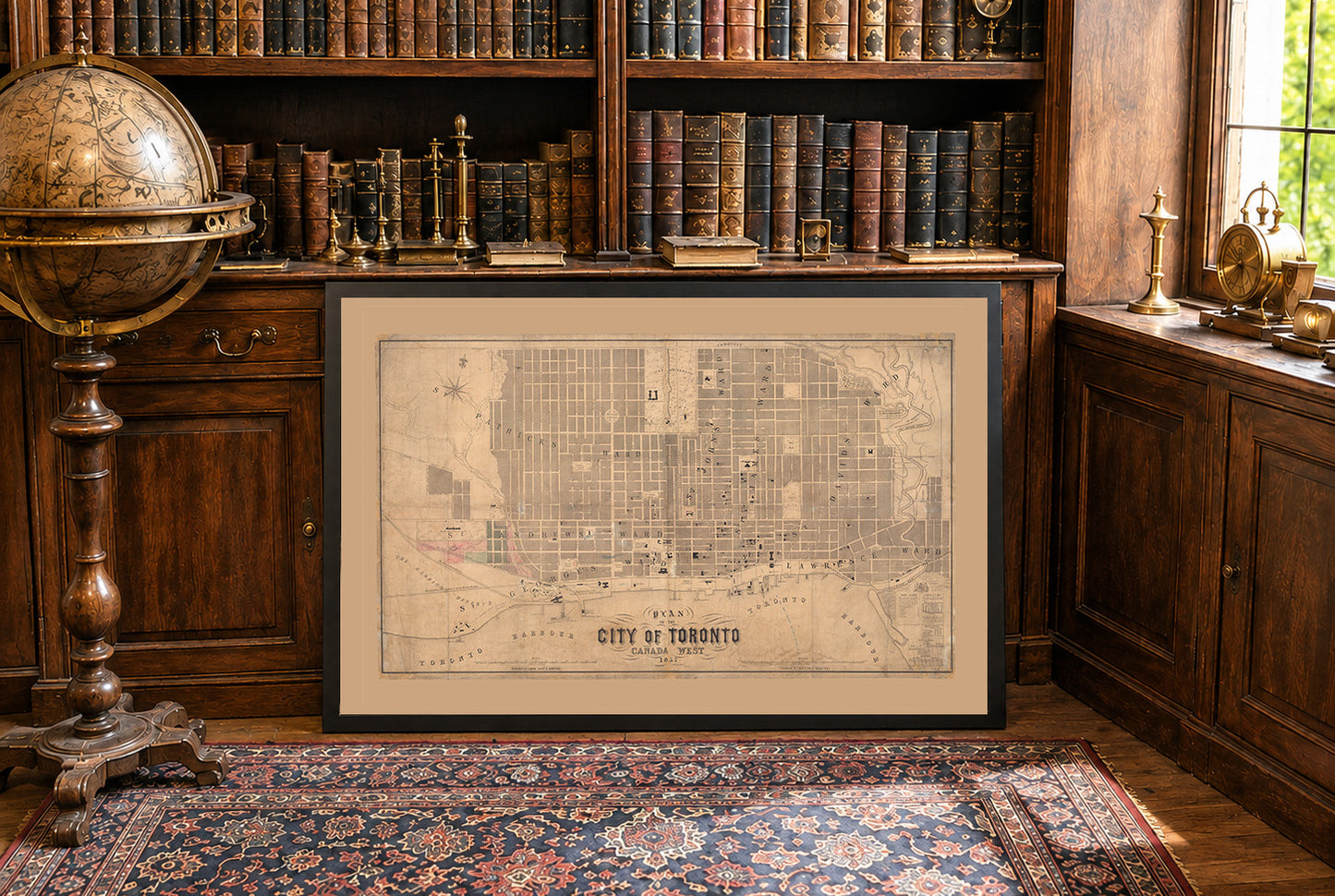 1857 Toronto Kartenposter - Großformat Stadtplan mit Stadtgrenzen, Institutionen und Uferbereich