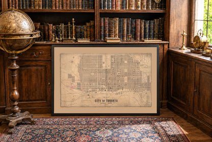 1857 Toronto Kartenposter - Großformat Stadtplan mit Stadtgrenzen, Institutionen und Uferbereich