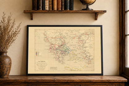 Grèce Antique & Asie Mineure 1190 av. J.-C. – Houze 1844 – Affiche Carte Historique