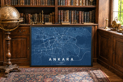 Ankara Blueprint-Karte - Moderne Stadtstraßen-Wandkunst