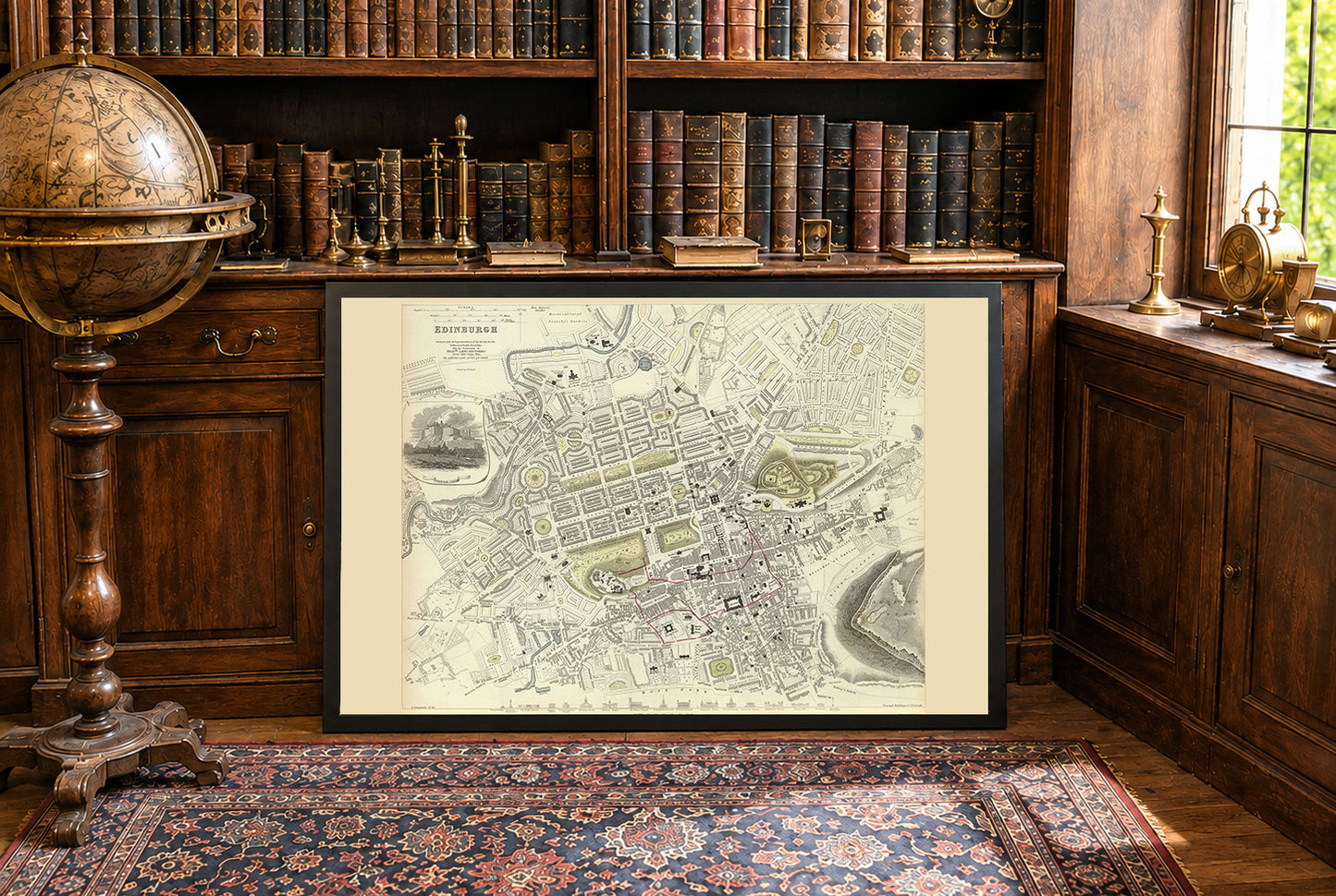 Carte vintage d'Édimbourg de 1834 - Impression d'art montrant un plan détaillé de la ville