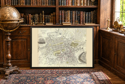 Carte vintage d'Édimbourg de 1834 - Impression d'art montrant un plan détaillé de la ville