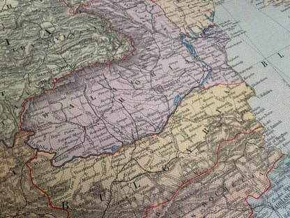 Penisola balcanica 1904 - Stati e province - Poster della mappa storica di Edward Stanford