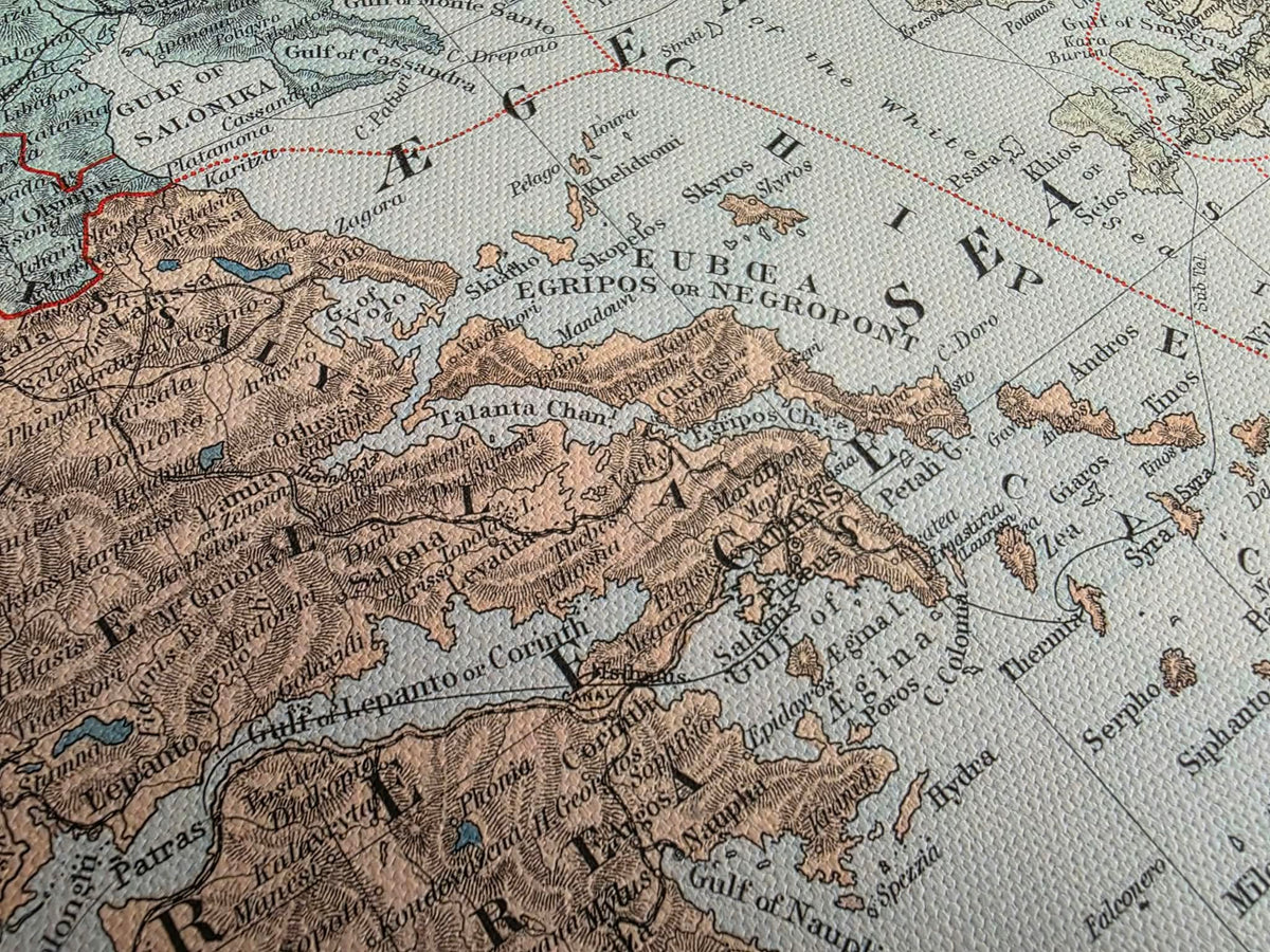 Penisola balcanica 1904 - Stati e province - Poster della mappa storica di Edward Stanford