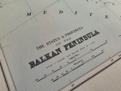 Penisola balcanica 1904 - Stati e province - Poster della mappa storica di Edward Stanford