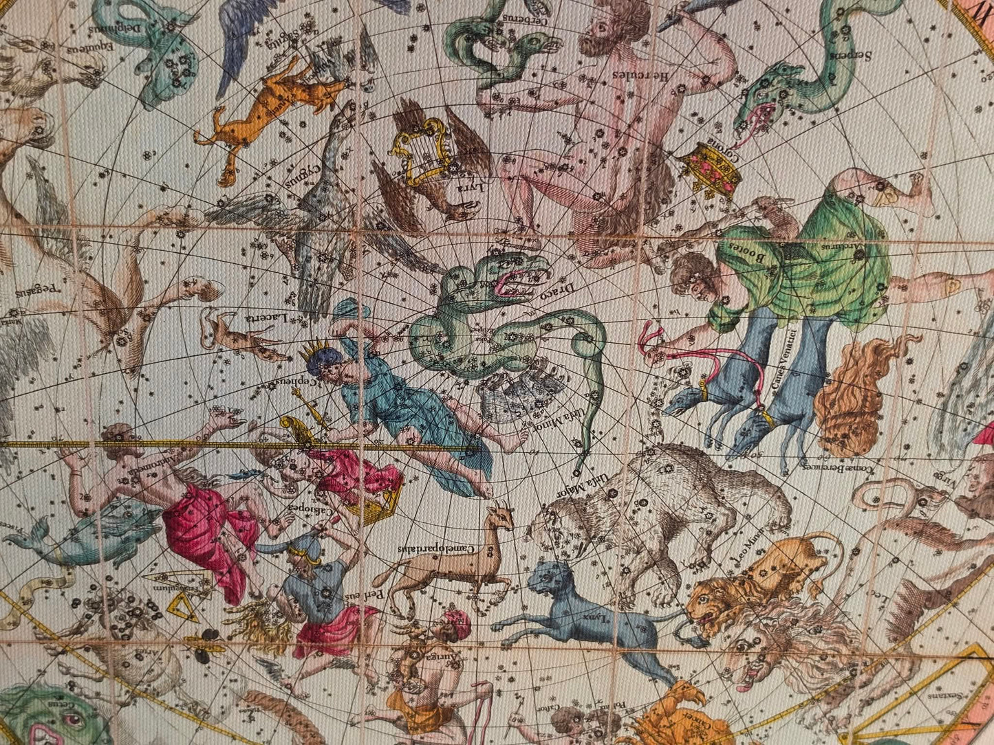 Himmlische Konstellation Karte Poster (1820) - Vintage Nord- & Südhalbkugel Sternenkarte