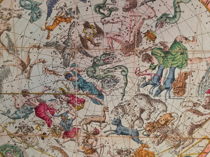 Himmlische Konstellation Karte Poster (1820) - Vintage Nord- & Südhalbkugel Sternenkarte