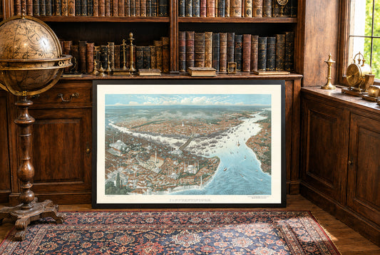 Costantinopoli 1896 - Dipinto vintage della capitale ottomana