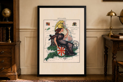 Angleterre 1868 – Lilian Lancaster – Britannia – Affiche Carte Satirique Illustrée