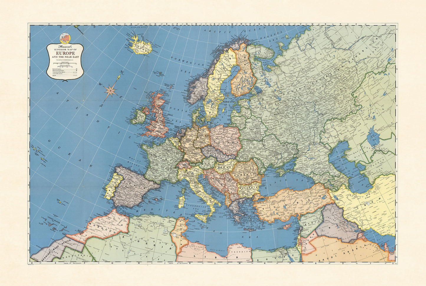 Europe 1957 - Historical Map of Cold War Europe