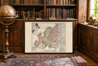 Europa nel 1743 - Mappa storica da parete della Guerra di successione austriaca
