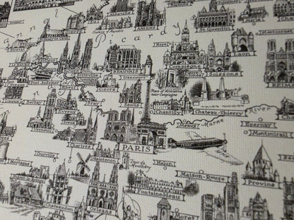Plakat z Ilustrowaną Mapą Francji (1935) - Vintage Dekoracja Ścienna z Francuskimi Zabytkami