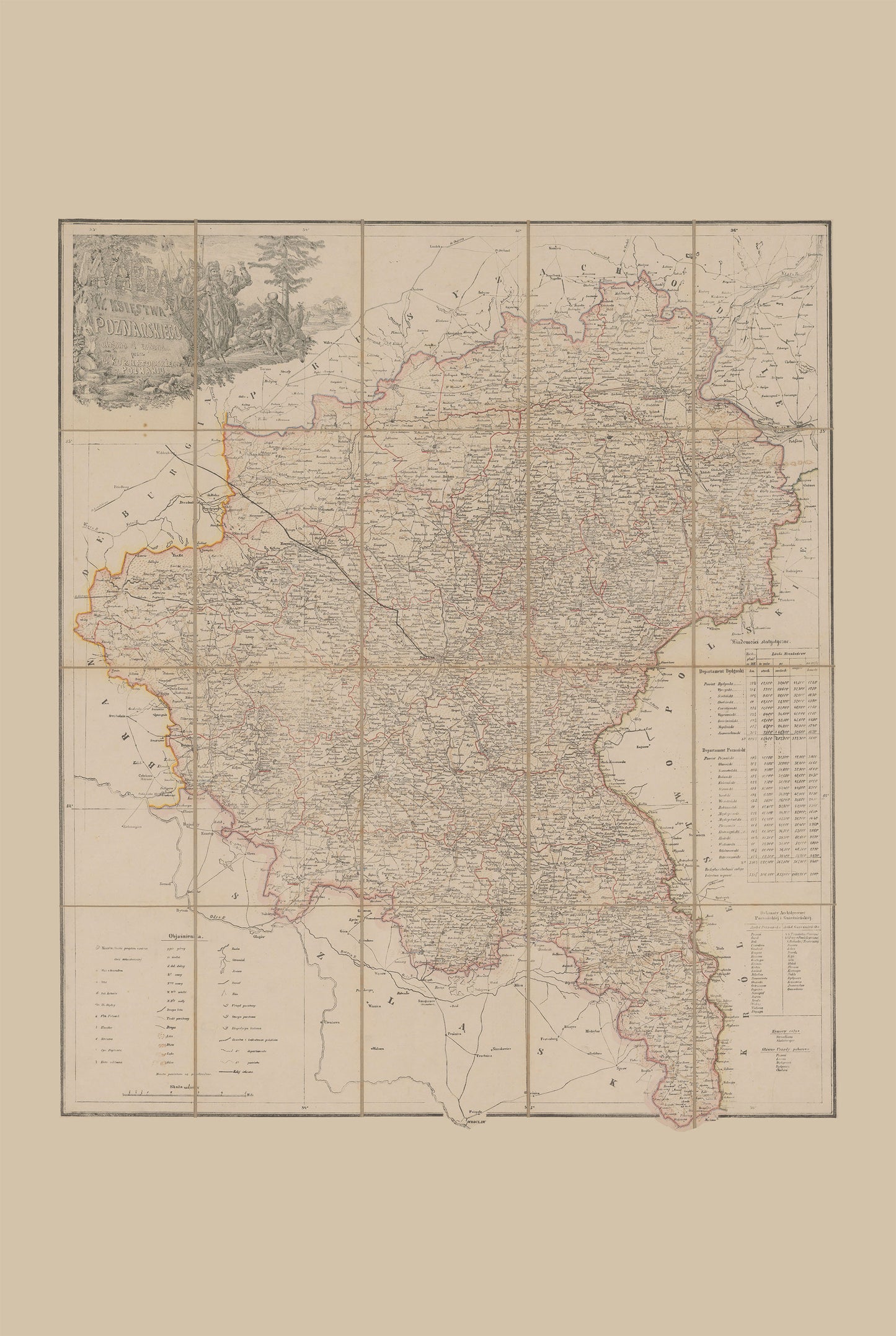 Großherzogtum Posen Karte Poster (1843) - Vintage Großpolen Historische Wandkunst