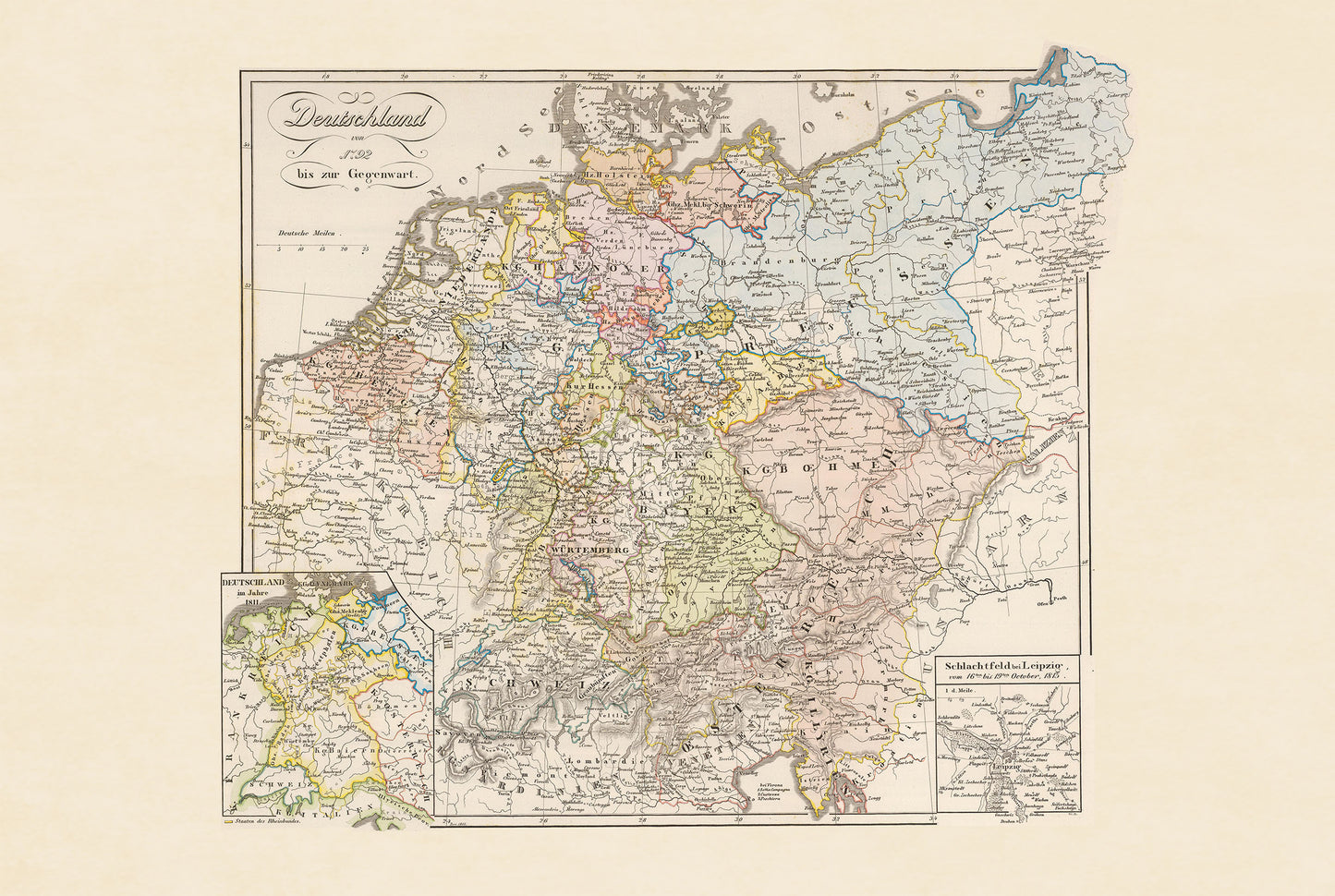 Historische Deutschland Karte Poster (1792) - Vintage Heiliges Römisches Reich Wandkunst