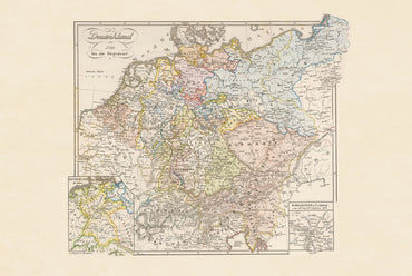 Plakat z Historyczną Mapą Niemiec (1792) - Vintage Mapa Państw Niemieckich i Epoki Napoleońskiej