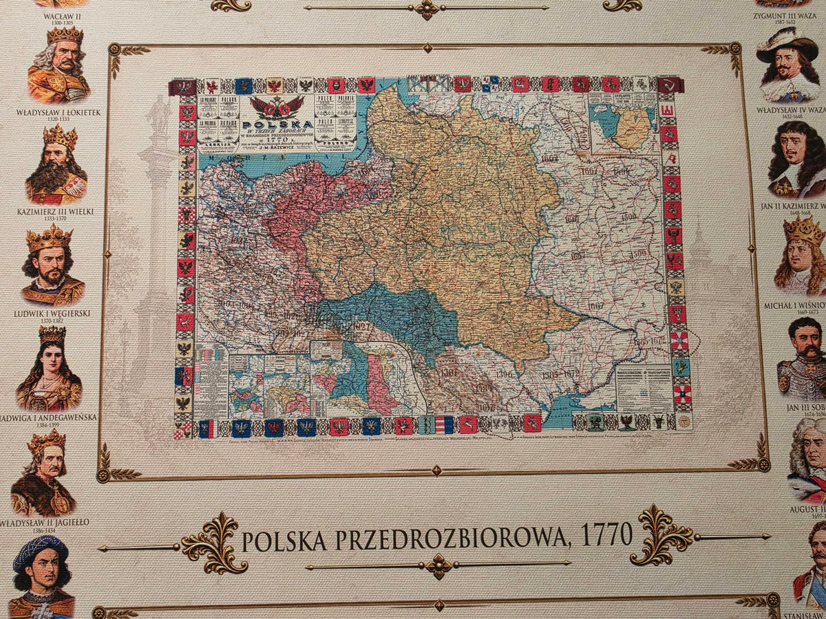 History of Poland Collection - 3 Historical Maps & Polish Rulers - Map Poster