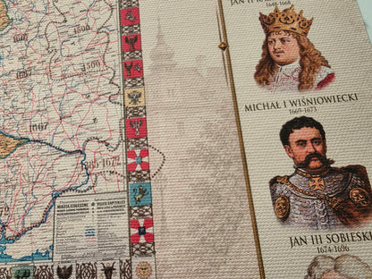 History of Poland Collection - 3 Historical Maps & Polish Rulers - Map Poster