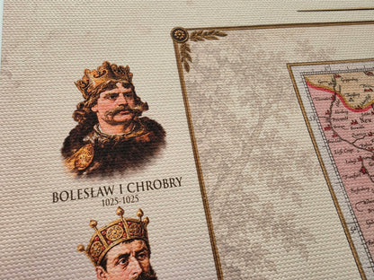 History of Poland Collection - 3 Historical Maps & Polish Rulers - Map Poster