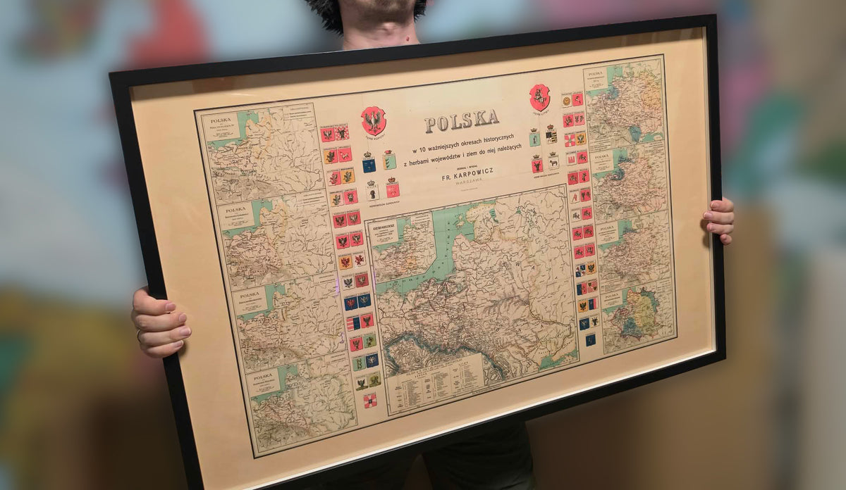 Poster Mappa della Storia della Polonia - 10 Mappe Storiche da Mieszko I al Ducato di Varsavia