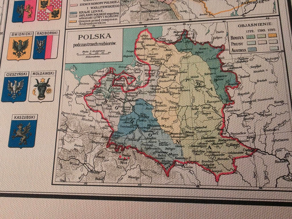 Poster Mappa della Storia della Polonia - 10 Mappe Storiche da Mieszko I al Ducato di Varsavia