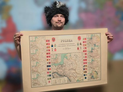 Poster Mappa della Storia della Polonia - 10 Mappe Storiche da Mieszko I al Ducato di Varsavia